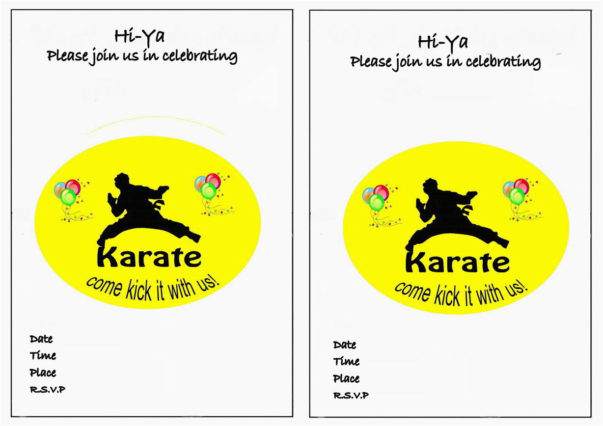 Free Printable Karate Invitations
