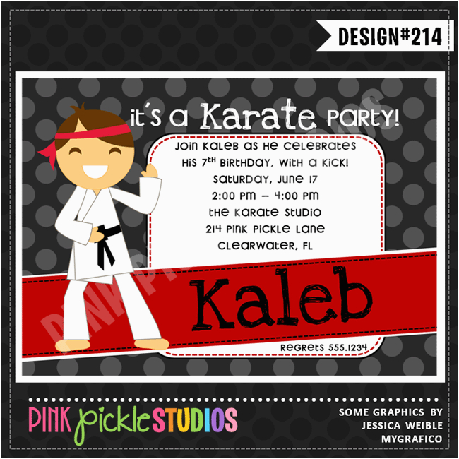 karate kids personalized party invitation