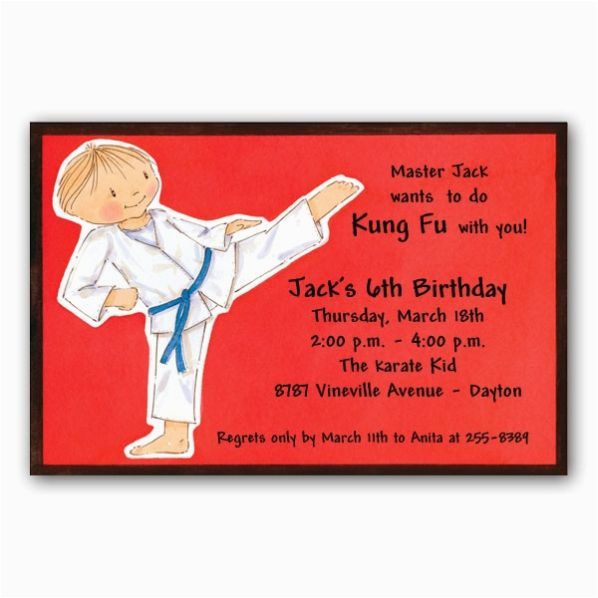 kung fu karate birthday invitations p 73 21178i