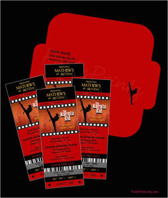 printable karate kid party ticket