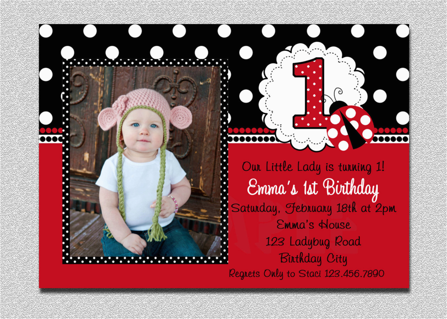 ladybug birthday invitation ladybug 1st