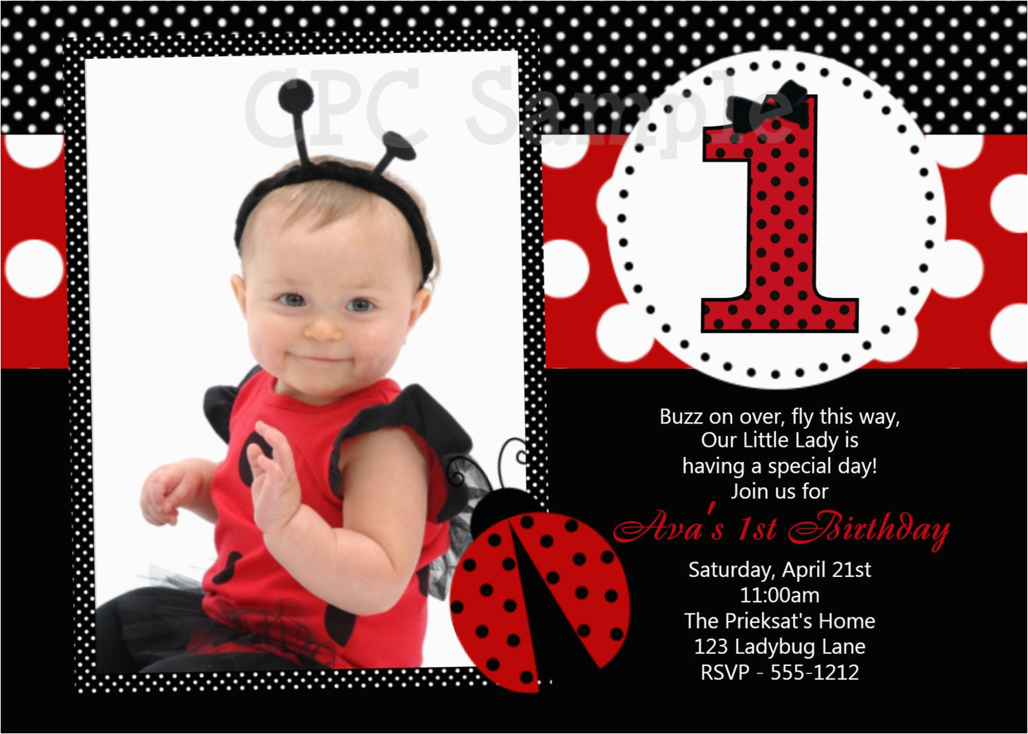 ladybug birthday invitation 1st birthday