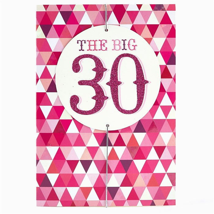 30th birthday card big 30 in pink