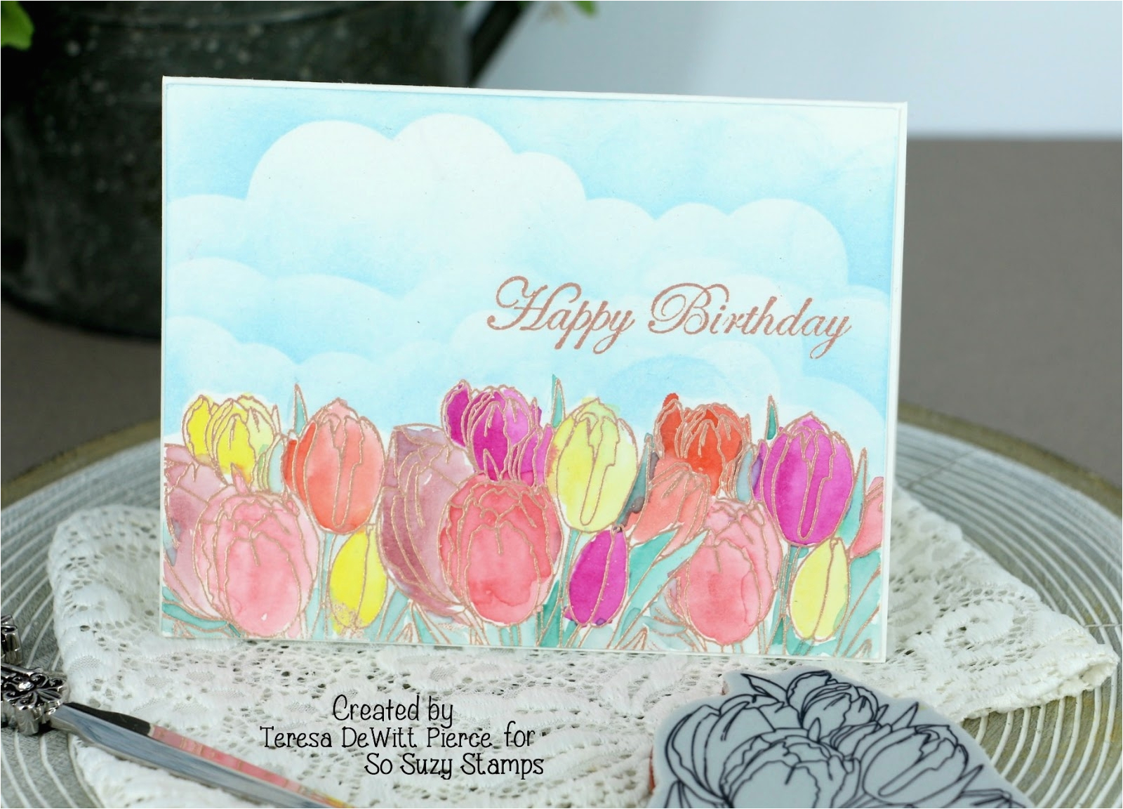 Left Field Birthday Cards Birthday Tulip Field Birthday Card for so Suzy Stamps