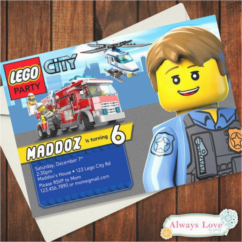 lego police birthday invitation