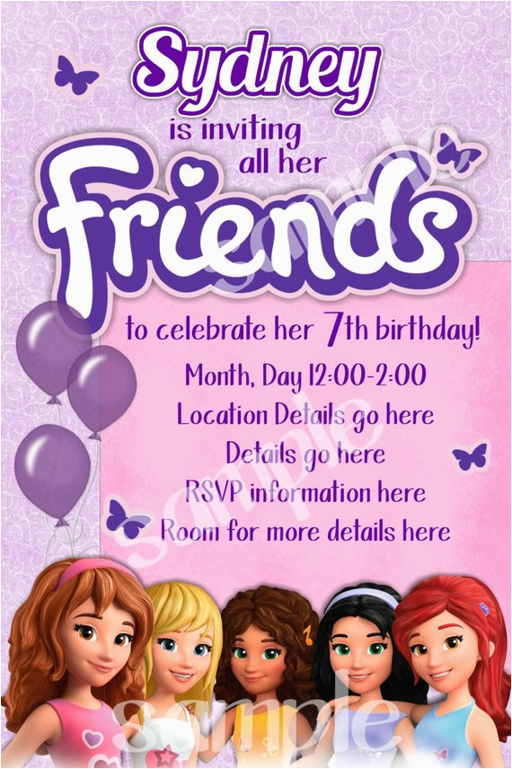 lego friends birthday invitation