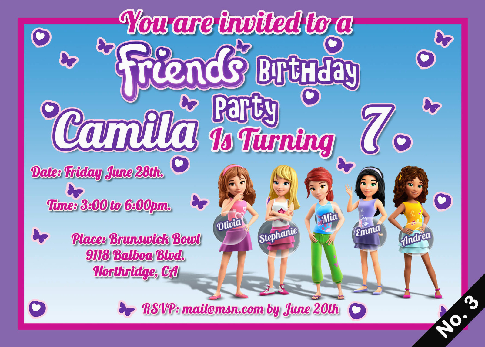 lego friends birthday invitations digital jpeg file only