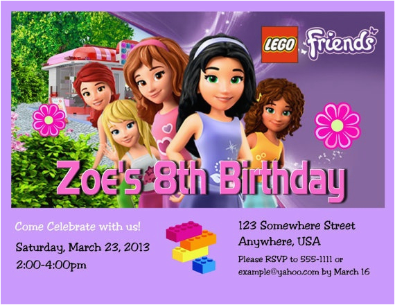 lego friends girl birthday party invitation with free by