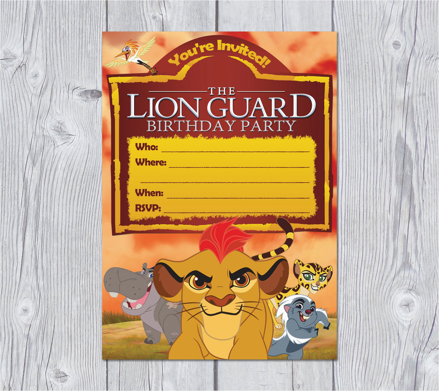 lion guard invitation instant download
