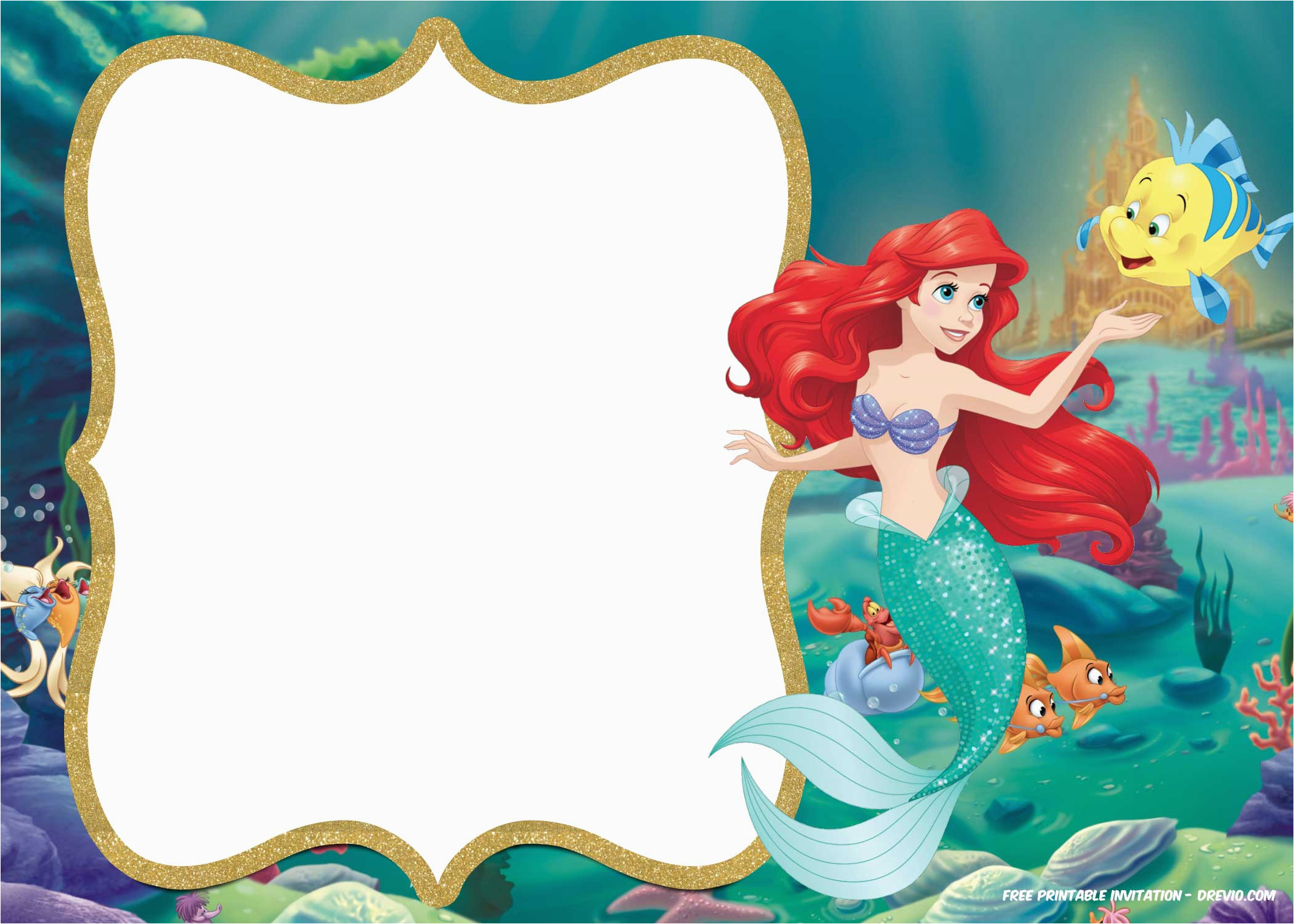 free printable ariel little mermaid invitation template