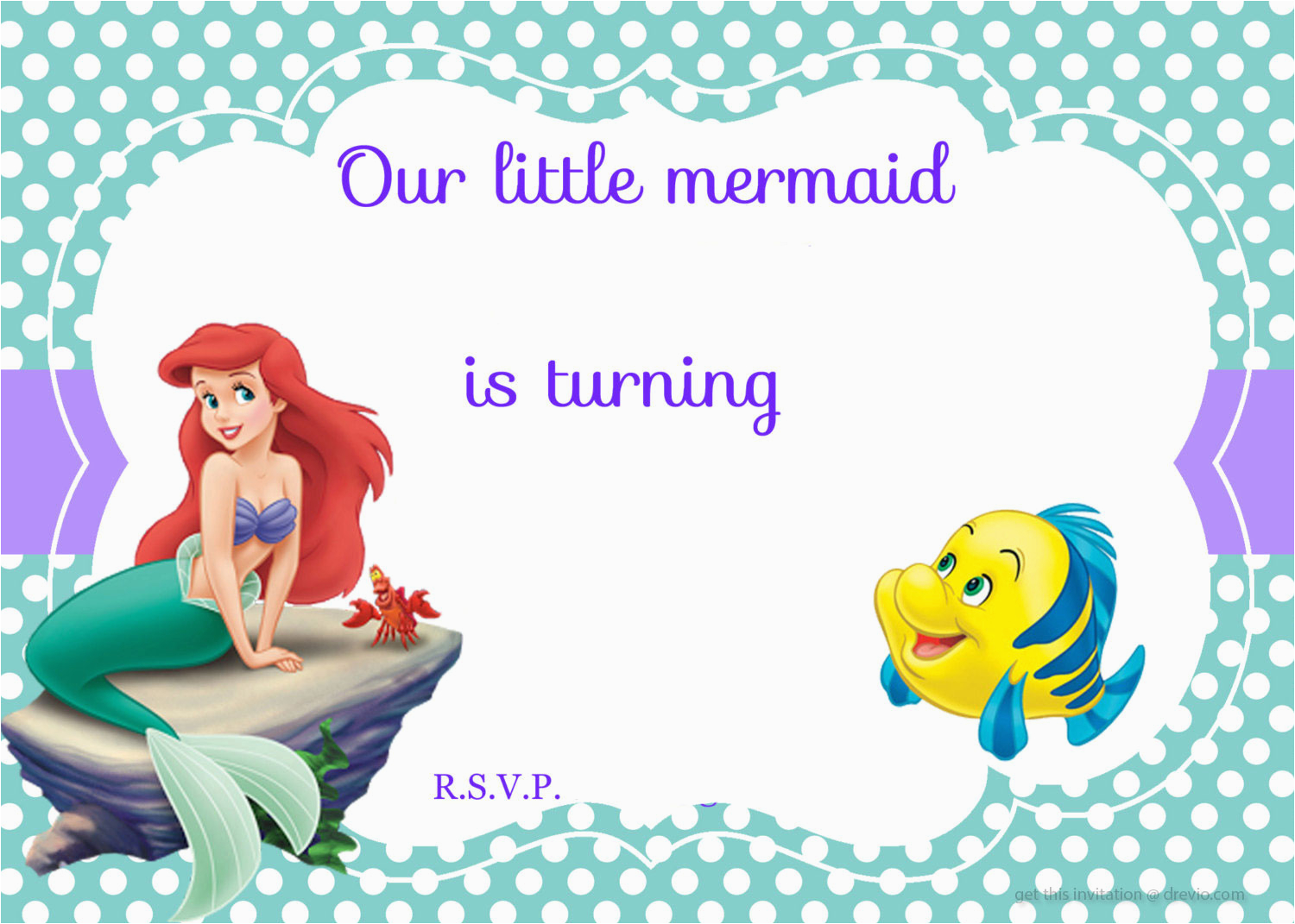 free printable ariel the little mermaid invitation template