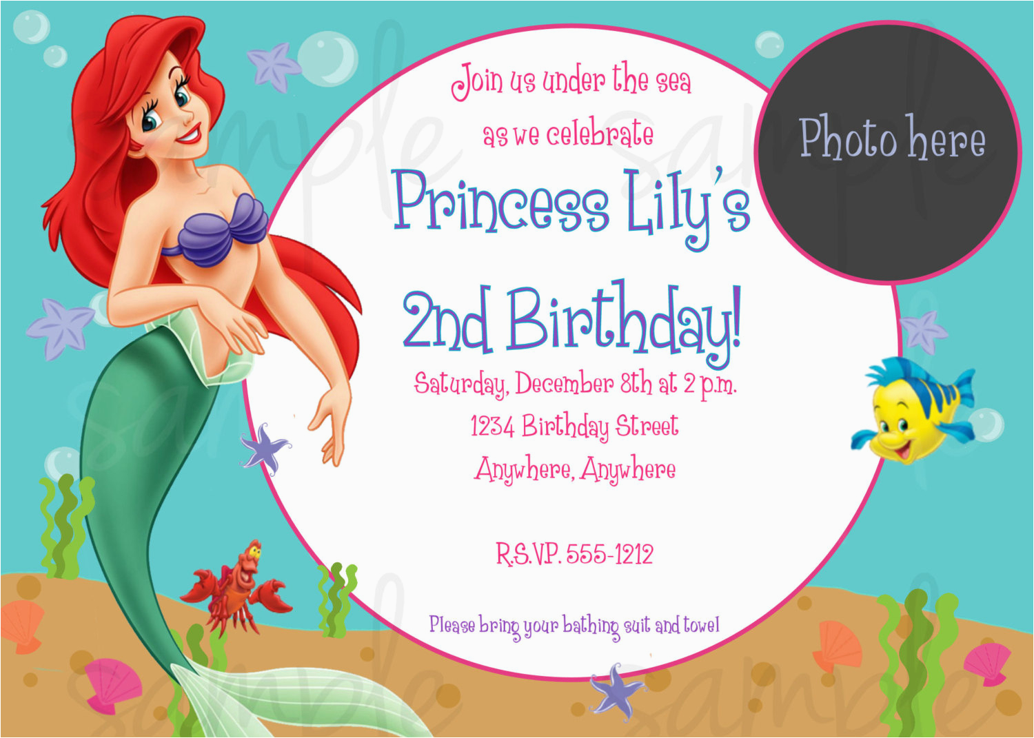 the little mermaid birthday invitations free printable