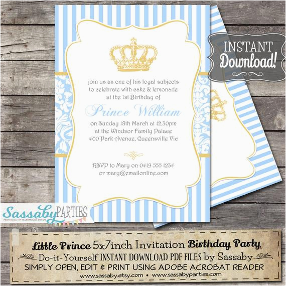 princess birthday party invitation diy printable