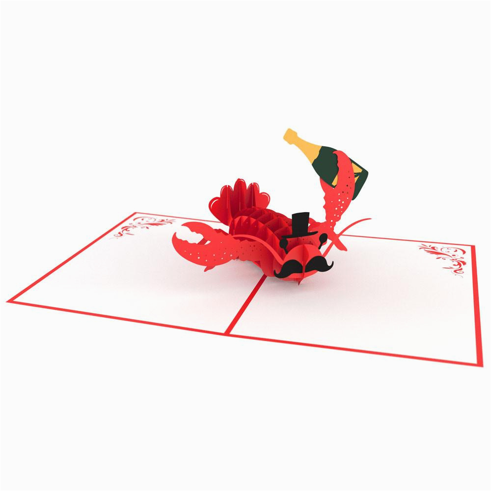 fancy lobster 3d pop up birthday card