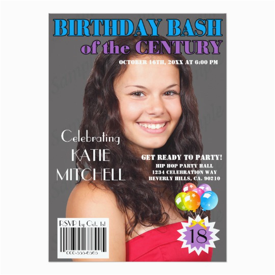 birthday bash blue purple magazine cover any age card 161807834539988845