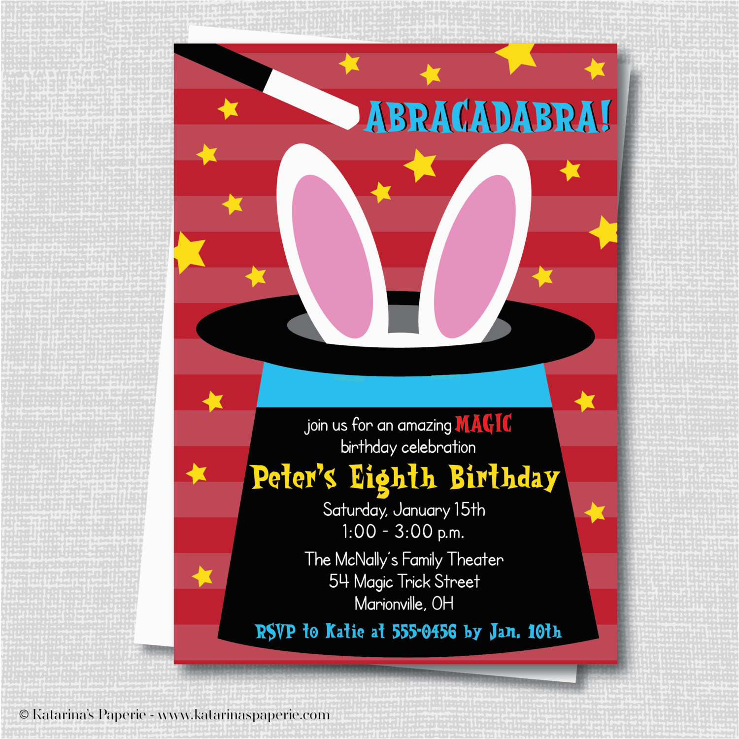 boy magic birthday party invitation