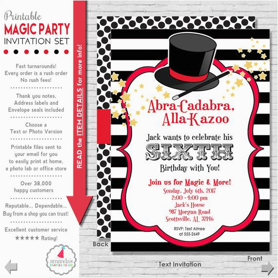 magic party invitation magic birthday