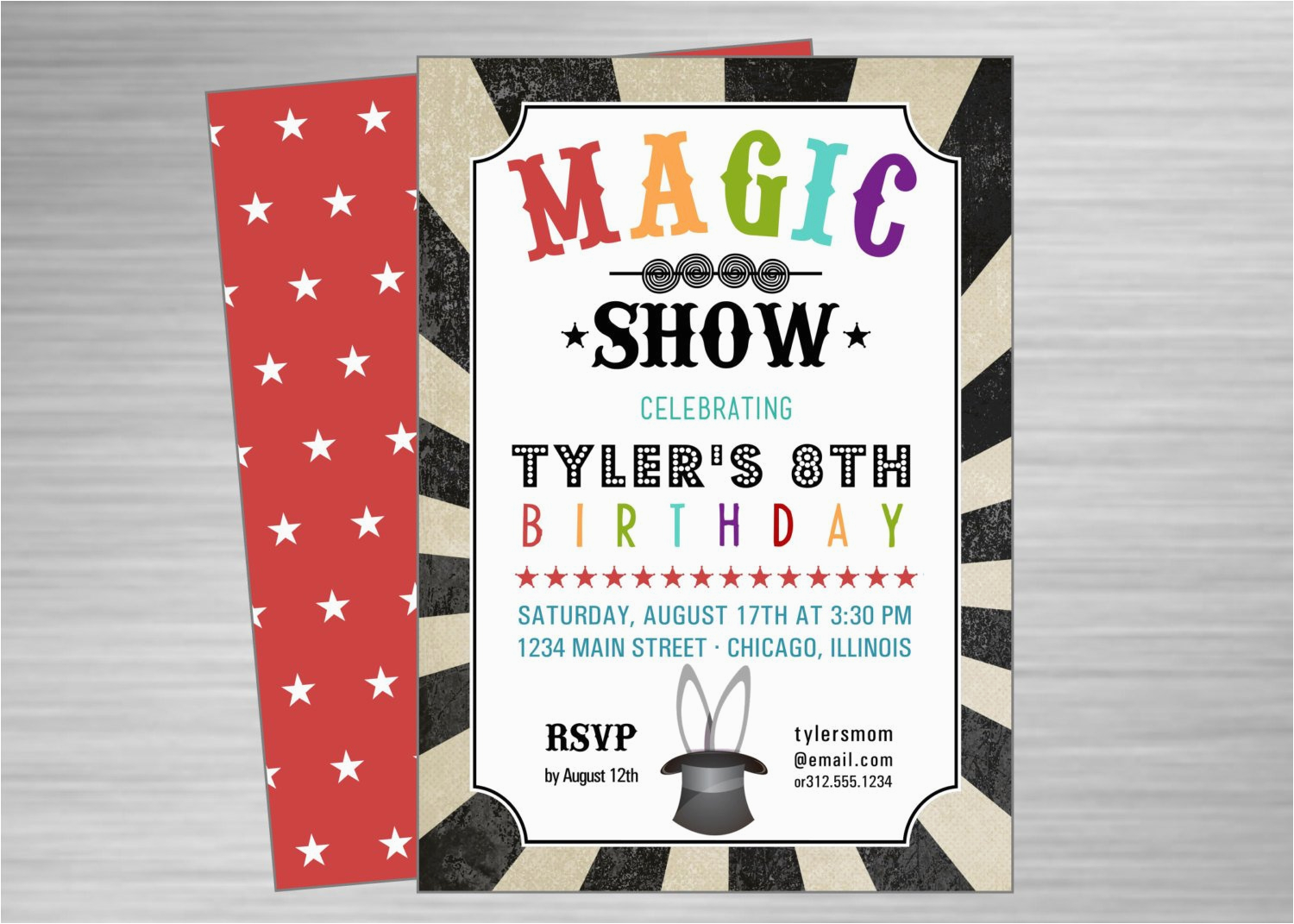 magic show printable party invitation