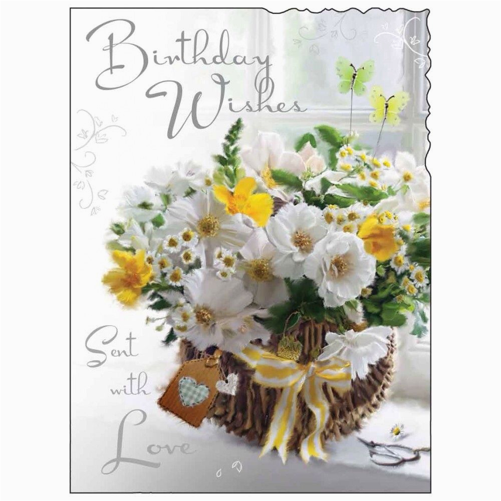 birthday card female lady happy birthday flowers