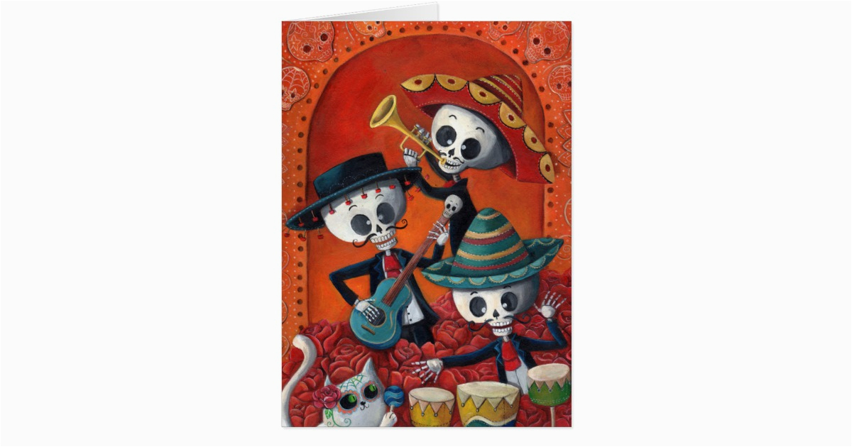 dia de los muertos skeleton mariachi trio card zazzle com