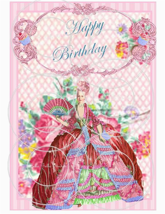 Marie Antoinette Birthday Card Marie Antoinette Let them Eat Cake Printable Happy Birthday