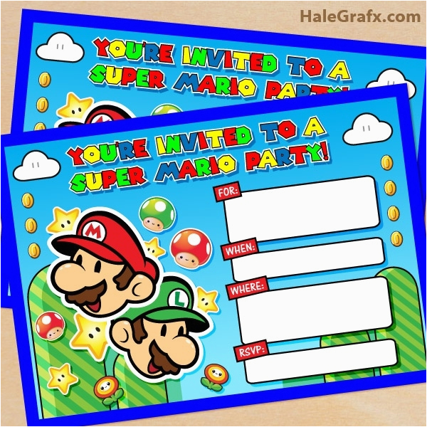 mario birthday invitations template