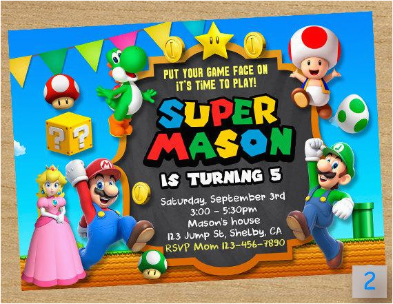 Mario Birthday Invites Super Mario Printable Super Mario Party Mario ...