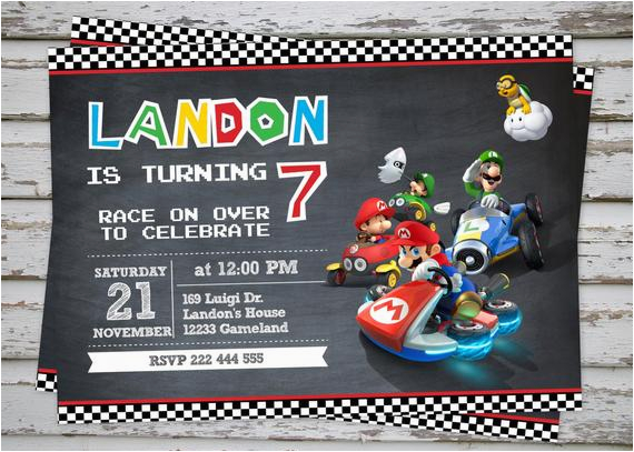 mario kart birthday party invitation
