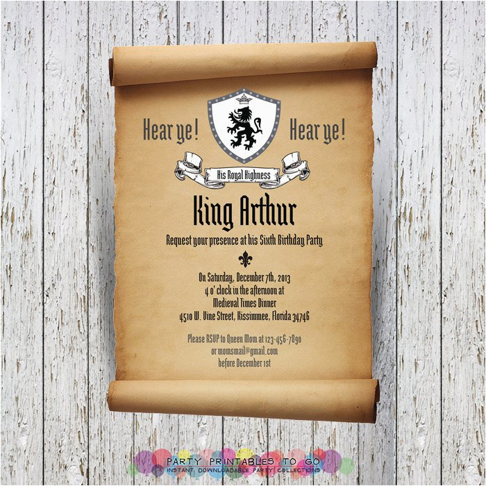 medieval birthday invitation wording