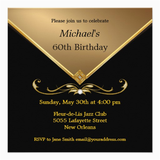 mens elegant gold black 60th brithday invitations 161076185274412352