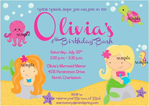 mermaid party invitation wording