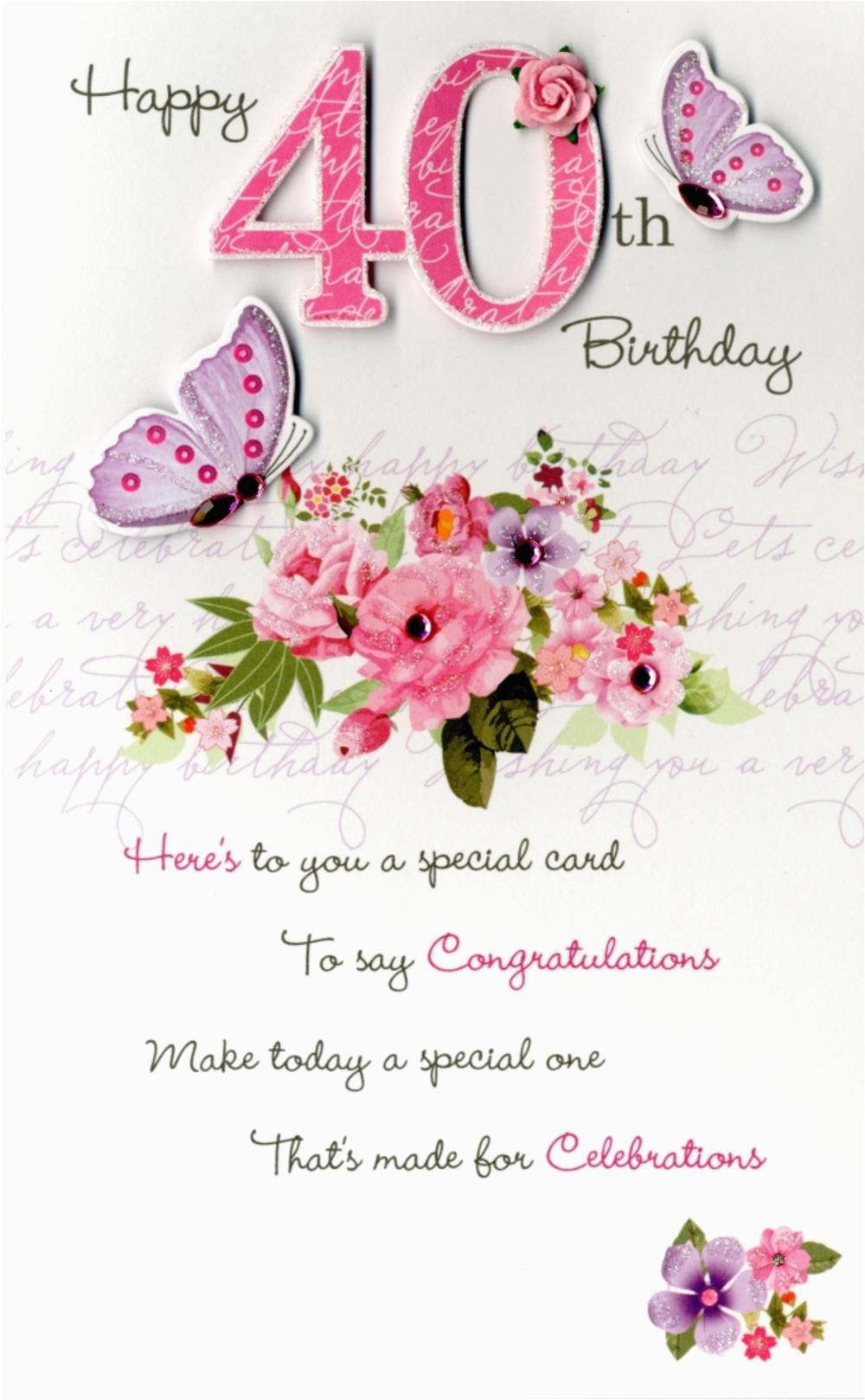 40th female happy birthday greeting card cards