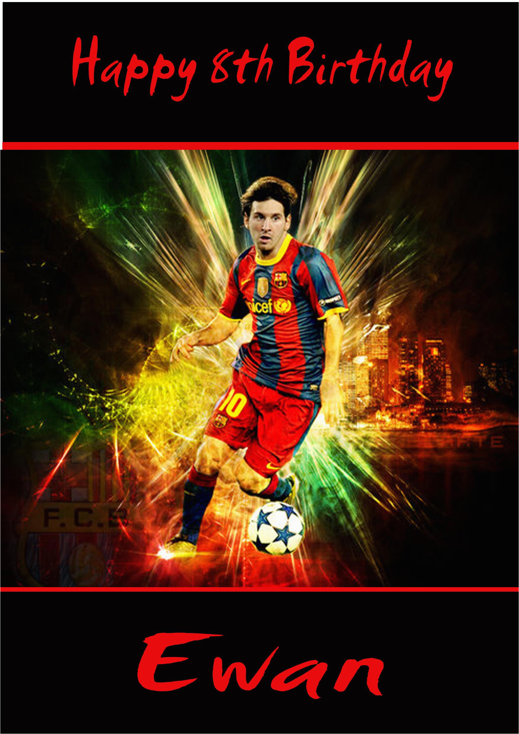 Messi Birthday Invitations Personalised Lionel Messi Birthday Card