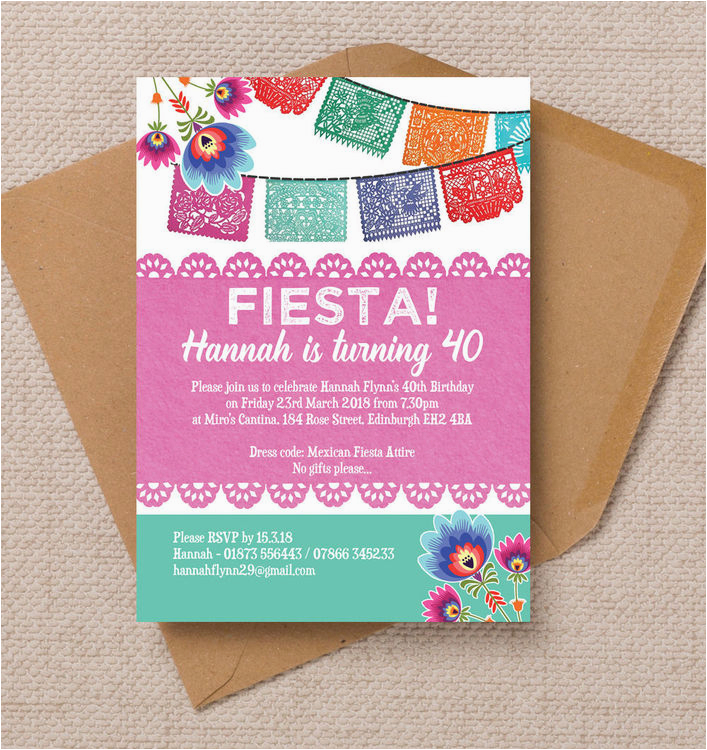 mexican fiesta themed birthday party invitation