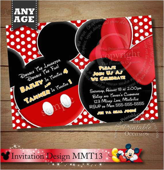 huge selection mickey mouse invitation twins