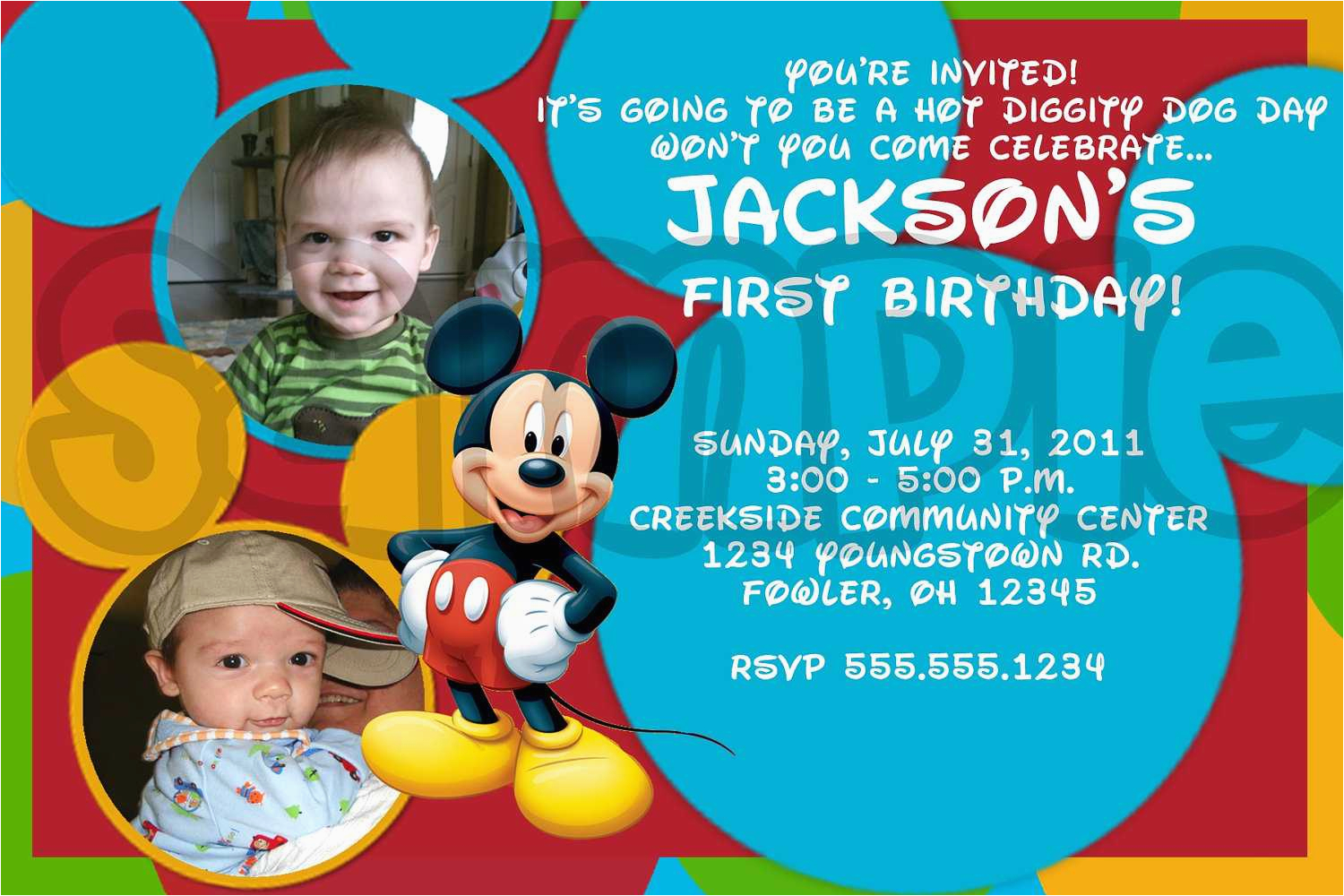 mickey mouse photo birthday invitations