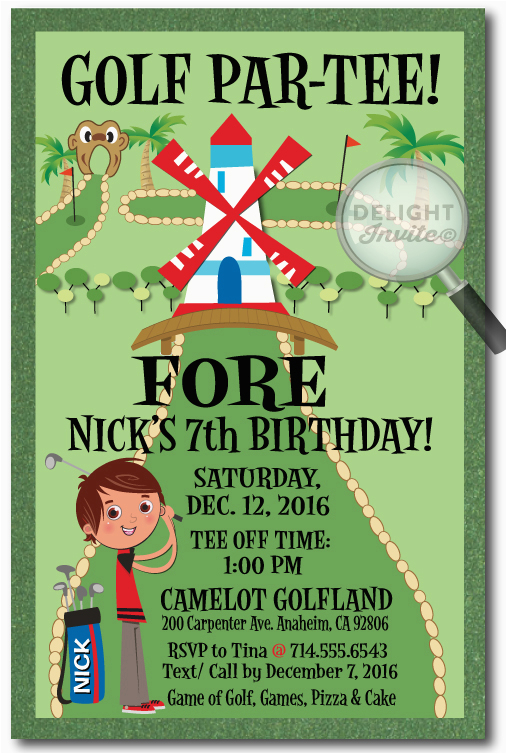 mini golf birthday invitations p 2812