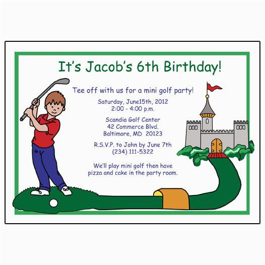 mini golf boy birthday party invitations