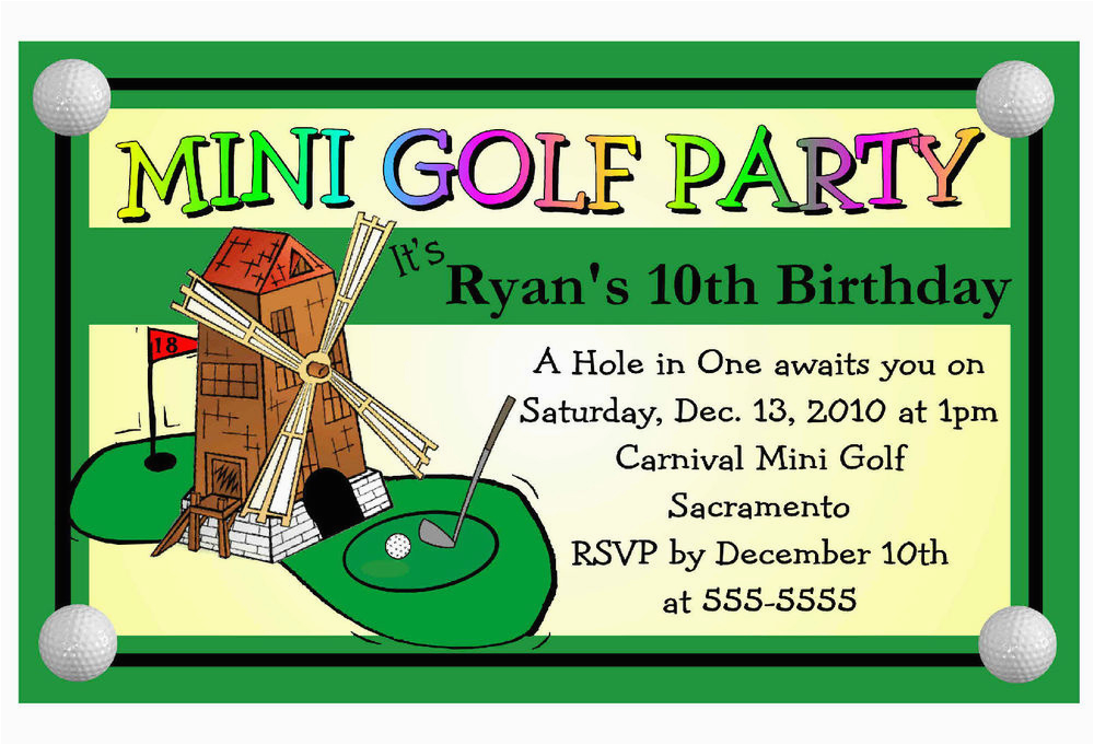 Mini Golf Birthday Invitations Mini Golf Miniature Golf Birthday Party 