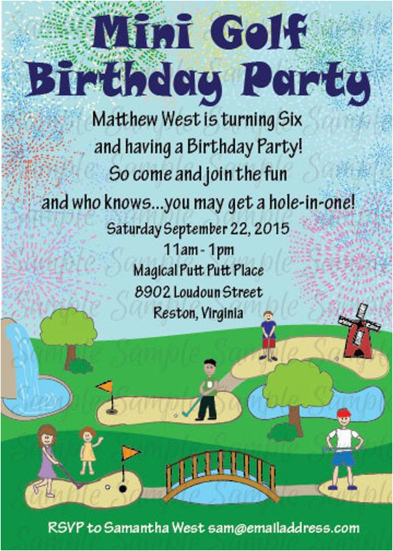 Mini Golf Birthday Invitations Mini Miniature Golf Kids Birthday Party