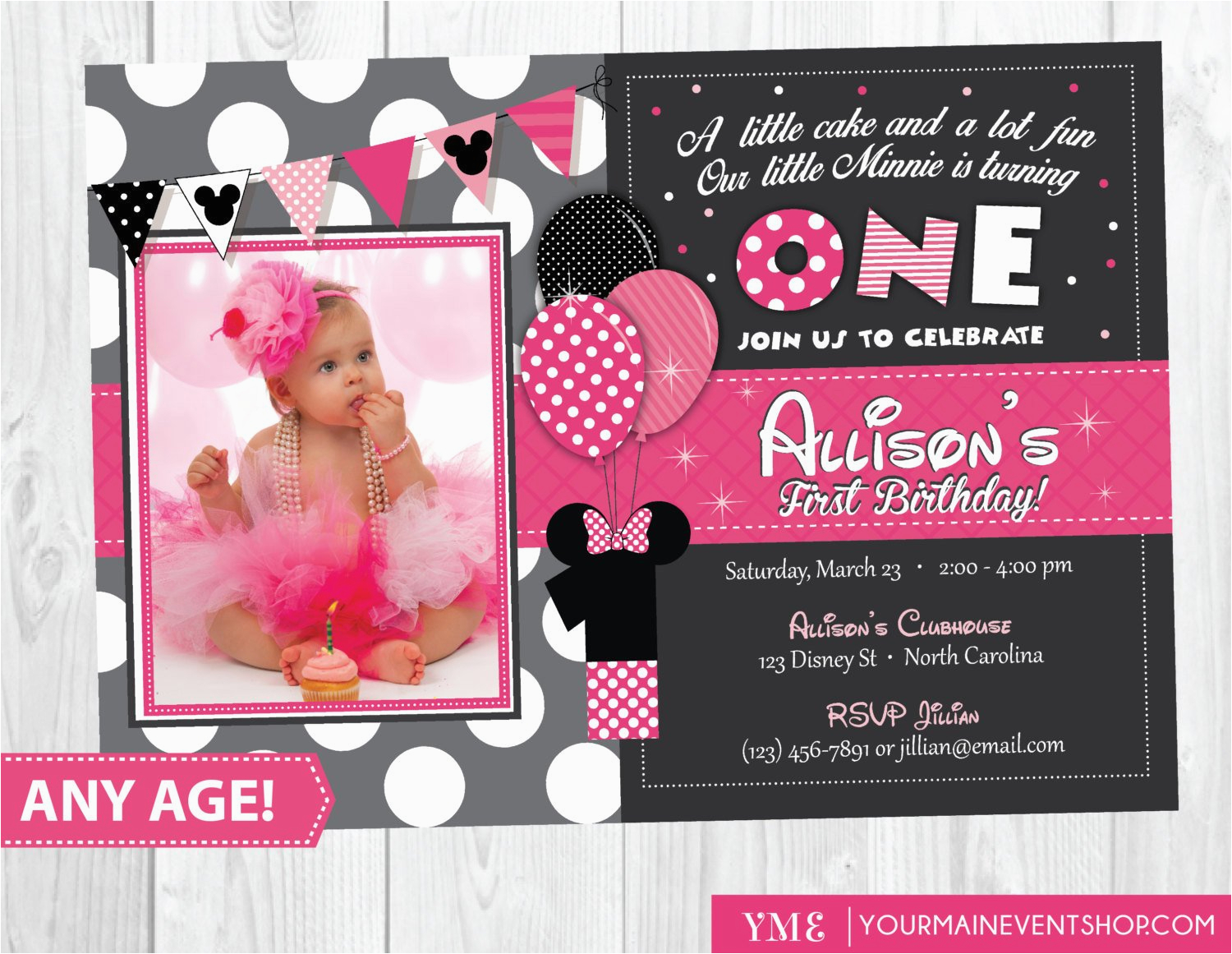 minnie mouse birthday invitation minnie