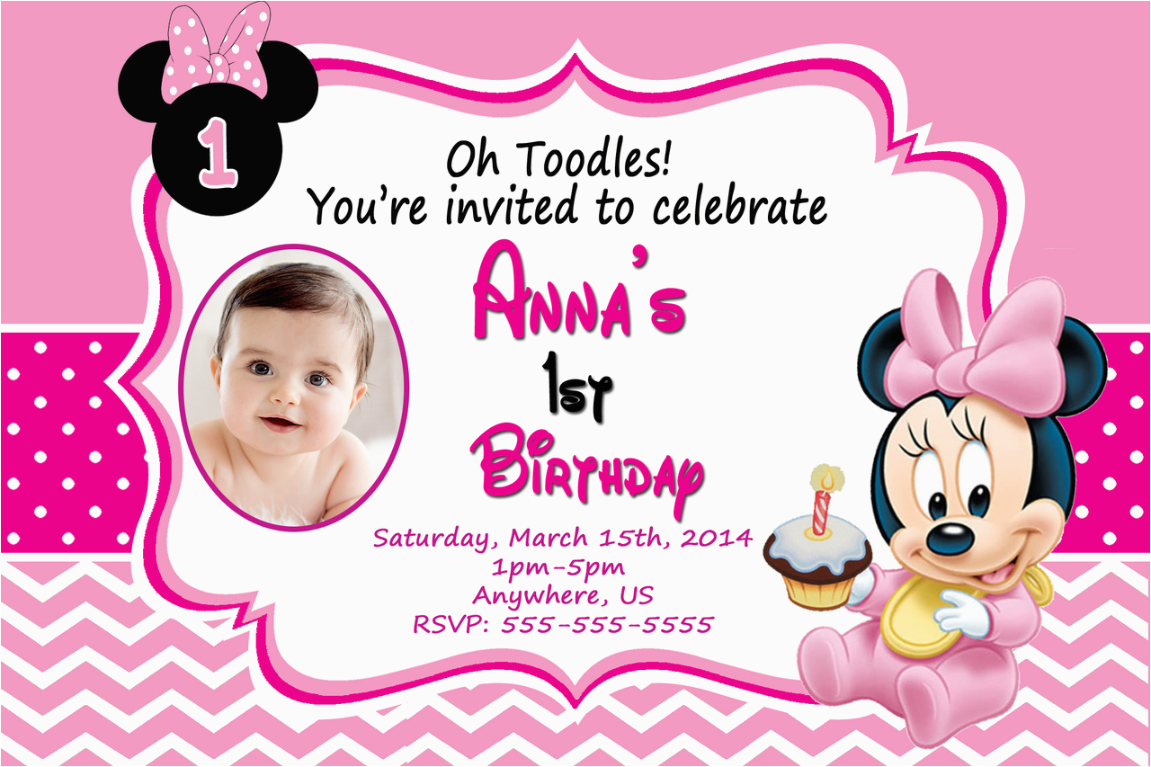 baby minnie mouse 1st birthday invitations