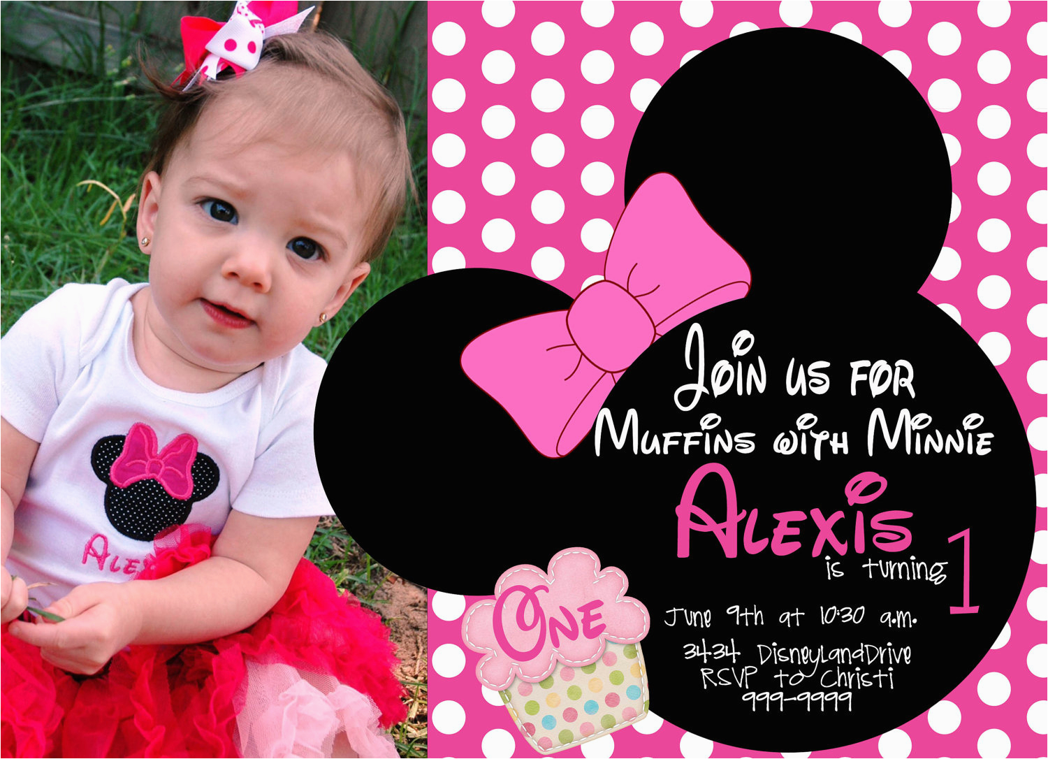 minnie mouse first birthday invitations