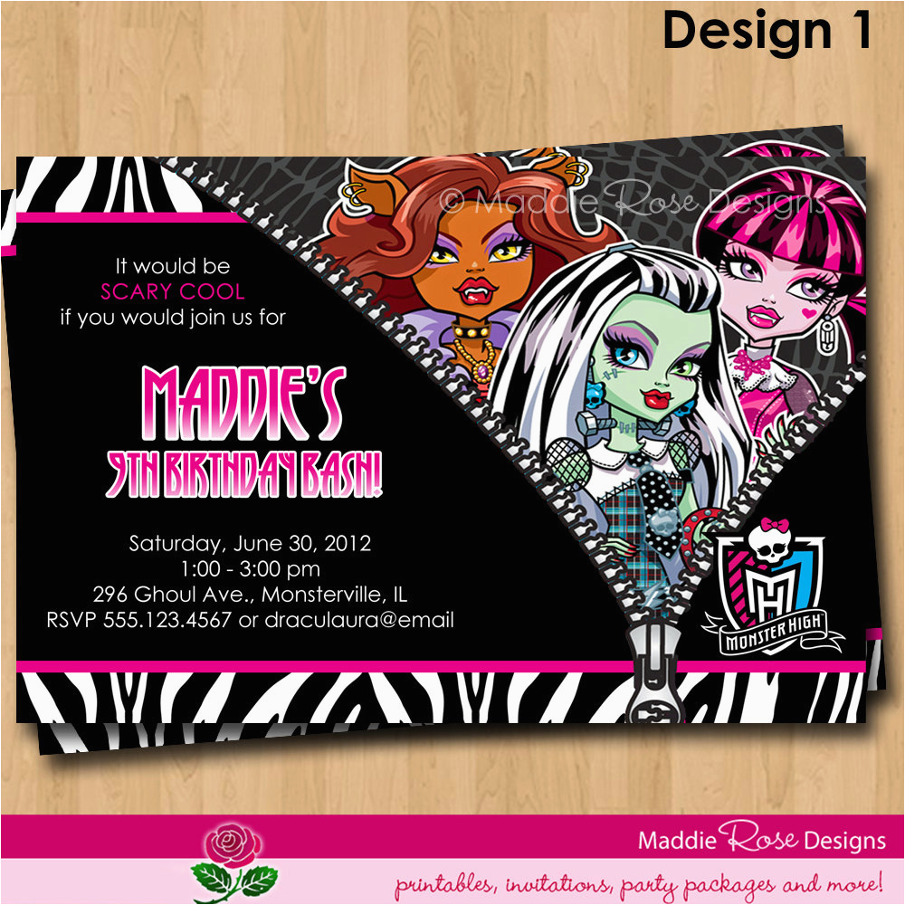 9 best images of monster high birthday invitations
