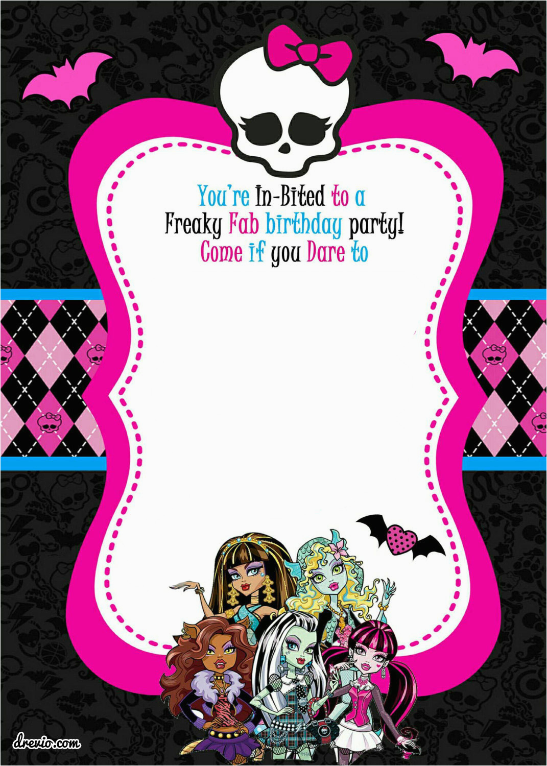 free printable monster high birthday invitations layout