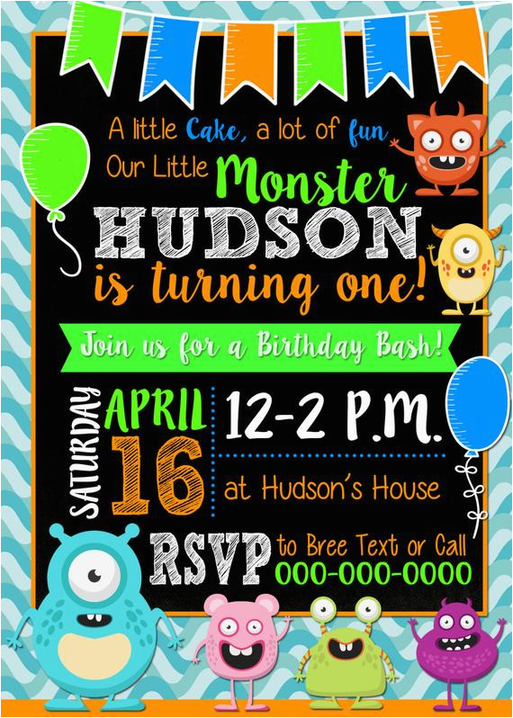 monster themed birthday invitation