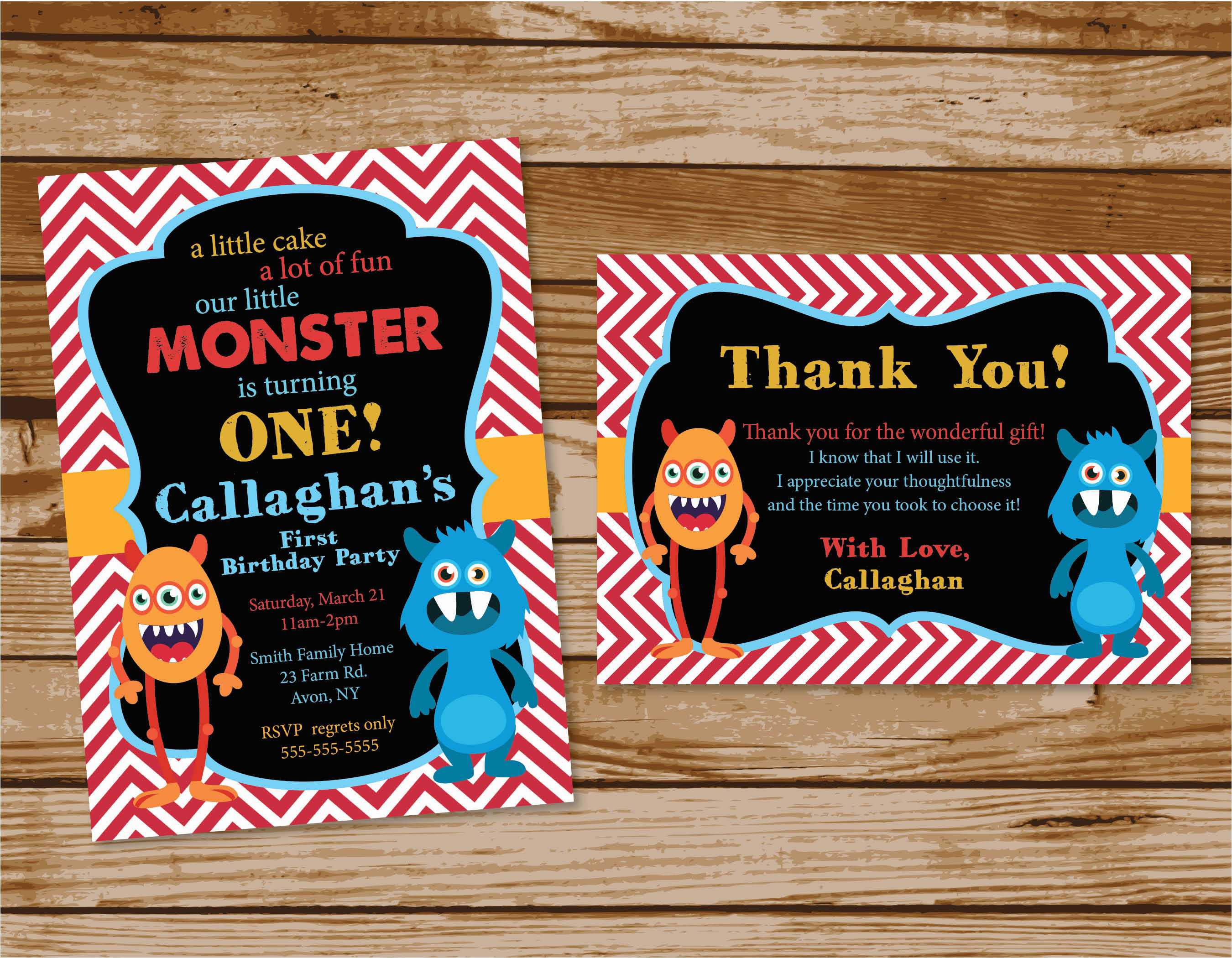 monster themed birthday party invitations