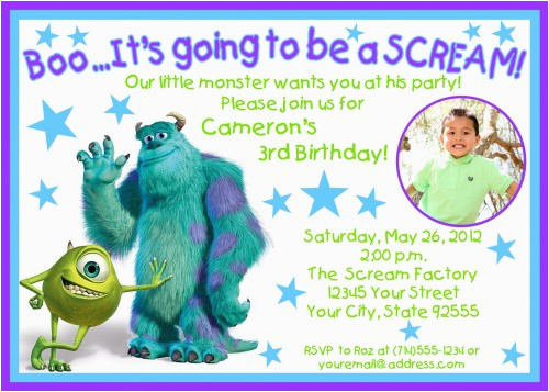 monsters inc birthday invitations