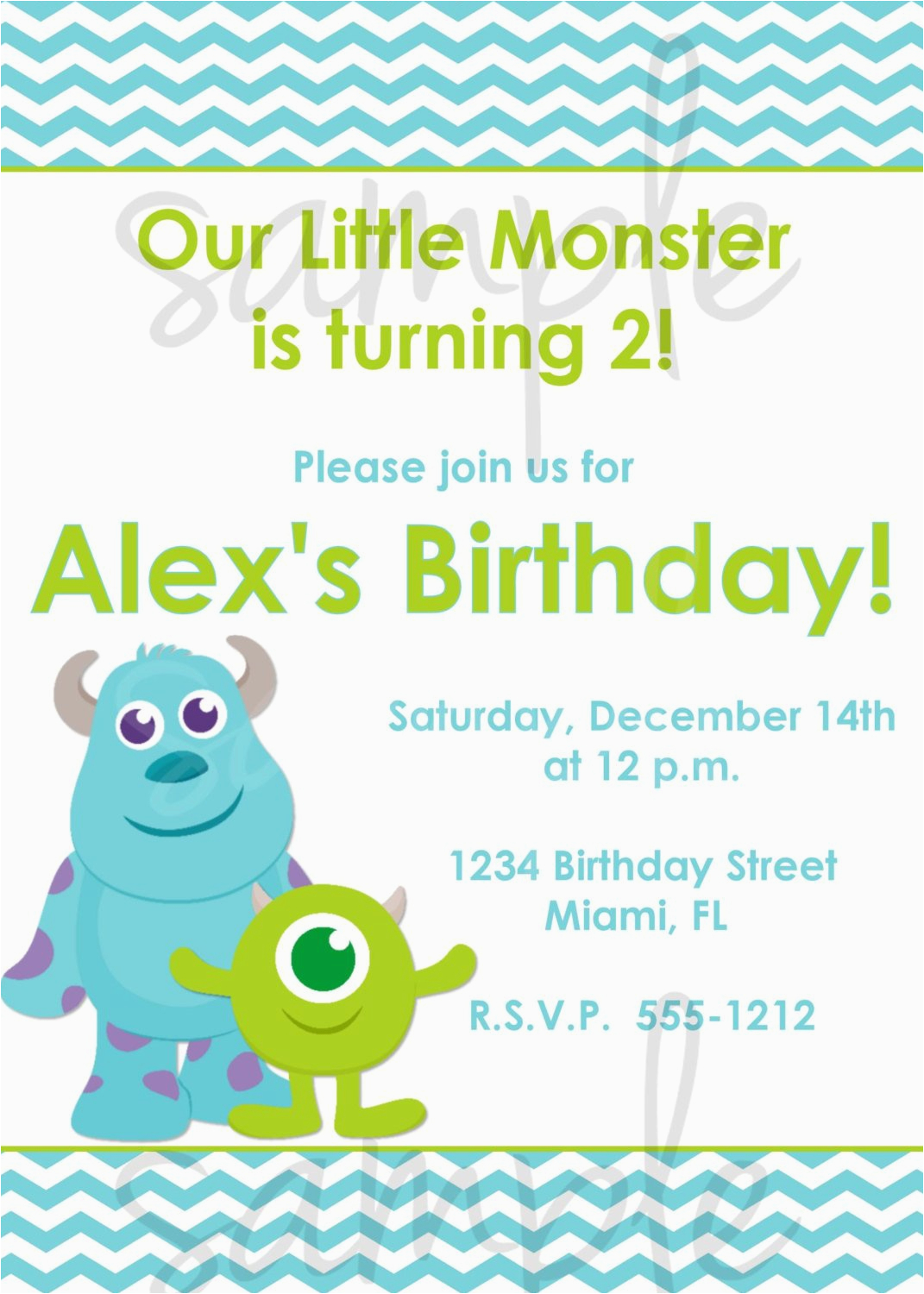 monster inc birthday invitation inspired