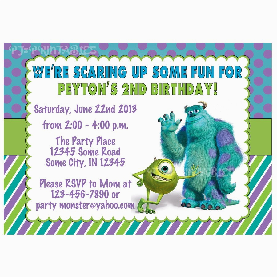 monsters inc birthday invitation custom